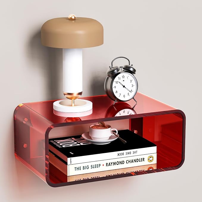Acrylic Floating Nightstand, Bedside Table, Nightstand Shelf Wall Mounted by AcrylicTable