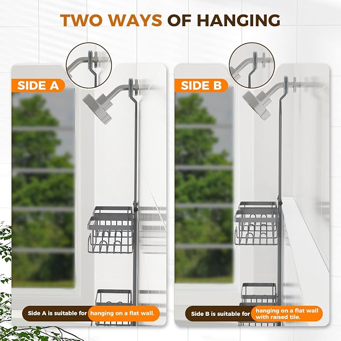 REINHARDT Adjustable Shower Caddy Hanging Split Shower Caddy - Image 9