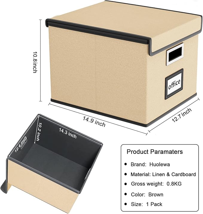 File Organizer Box with Lids, Collapsible File Folder Organizer | File Box with - Image 6