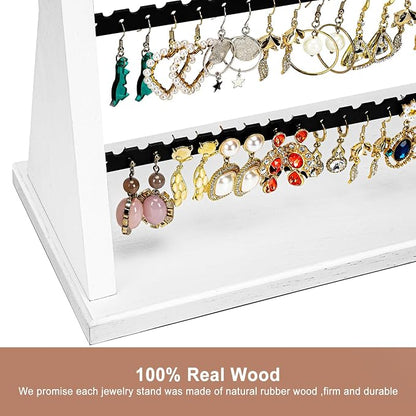 Poyilooo Earring Holder Organizer, Rustic Wood Earring Holder Stand, 5 Layer - Image 4