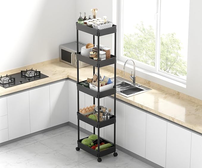 Sooyee 5-Tier Plastic Rolling Utility Cart - Image 3