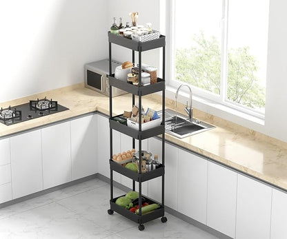 Sooyee 5-Tier Plastic Rolling Utility Cart - Image 3