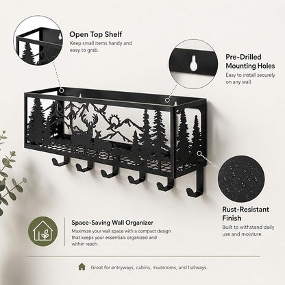 Deer Metal Wall Mail Organizer Wall Mounted Key and Mail Holder Mail Basket - Image 7