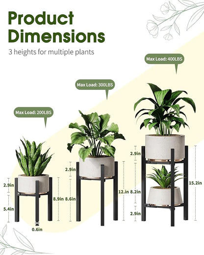 3 Pack Plant Stand Indoor Adjustable, Metal Modern Indoor Plant Stand, Heavy - Image 2