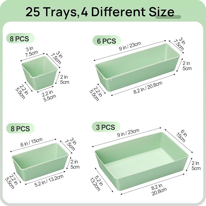 Vtopmart 25 PCS Plastic Drawer Organizers Set, 4-Size Versatile Bathroom and - Image 2