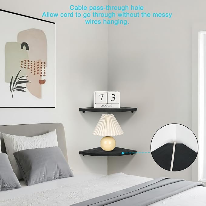 JORIKCHUO 10 inch Corner Shelf, Round End Wall Mounted Floating Shelf - Image 4