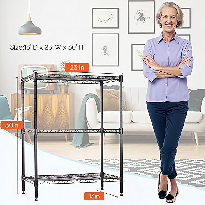 BestOffice | 3-Tier Wire Shelf | 23" x 13.2" x 30.2" | Black | Storage Shelves - Image 3