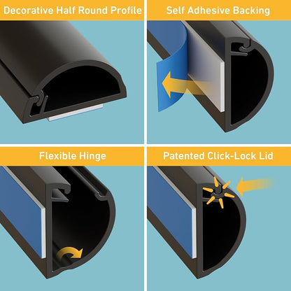 D-Line 157in Cord Hider Kit, Patented Cable Cover, Hide Wires on Wall, Channel - Image 3