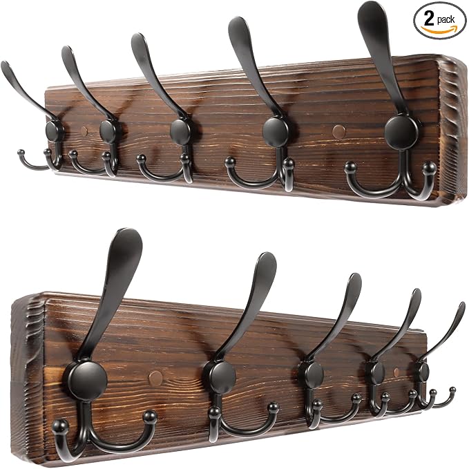2 Pack Coat Rack Wall Mount 16.8'' Rustic Hat Rack by Homagic