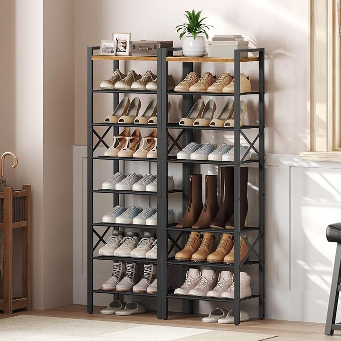YATINEY 8-Tier Narrow Shoe Rack, Tall Shoe Rack - Image 2
