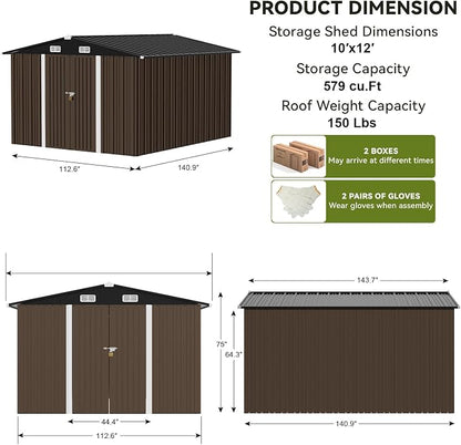 COMHOMA Shed Outdoor Storage Shed Metal, Lockable Doors Tool Sheds - Image 3
