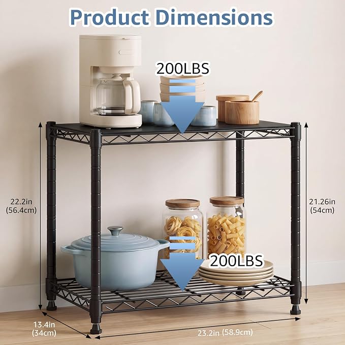 DUMOS 2-Tier Metal Storage Shelves, Heavy Duty Steel Shelving Unit Organizers - Image 3