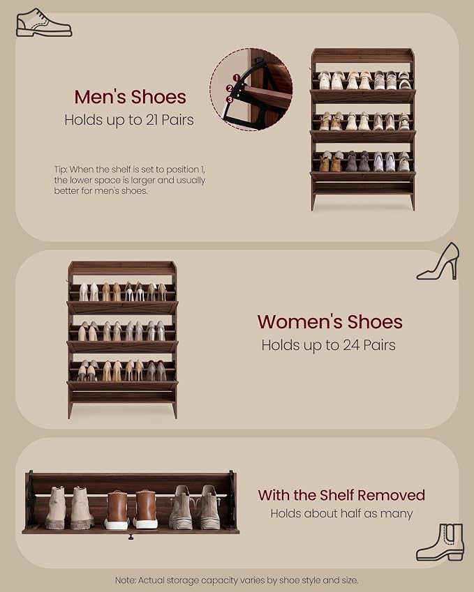 VASAGLE Shoe Storage Cabinet Organizer - Image 5