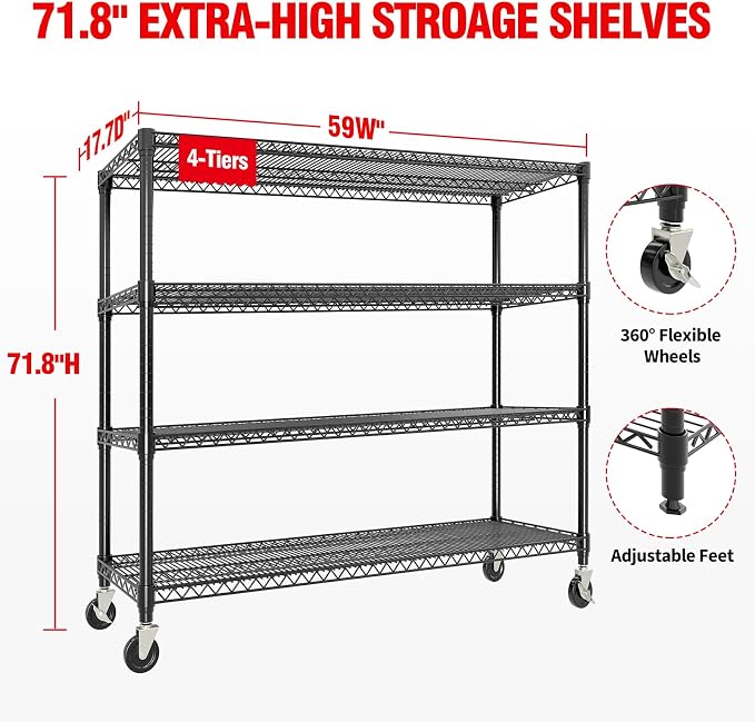 71" H Storage Shelves 2640LBS Heavy Duty Shelving Unit - Image 2