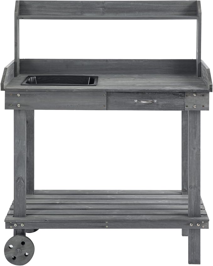 Wooden Potting Bench Outdoor Work Table - Image 7