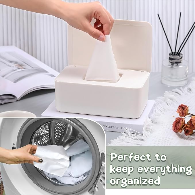 Newtay Dryer Sheet Holder with Hinged Lid, Plastic Dryer Sheet Dispenser - Image 5
