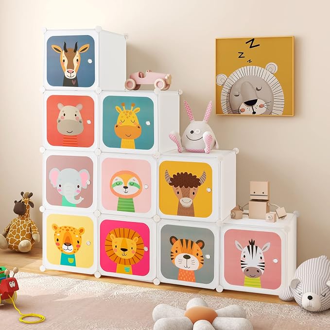 HONEY JOY Kids Wardrobe Closet, Baby Cartoon Clothes Storage Organizer - Image 9