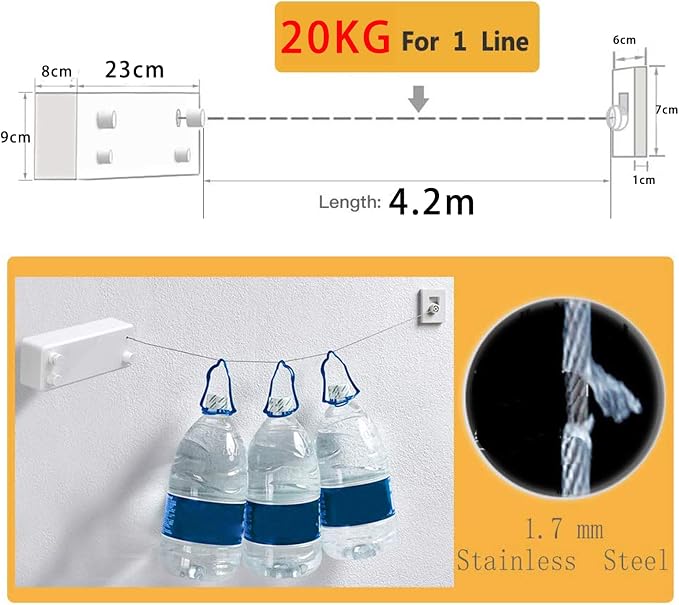 Retractable Clothesline-Clothes Line Retracting Indoor-Clothes Drying - Image 4