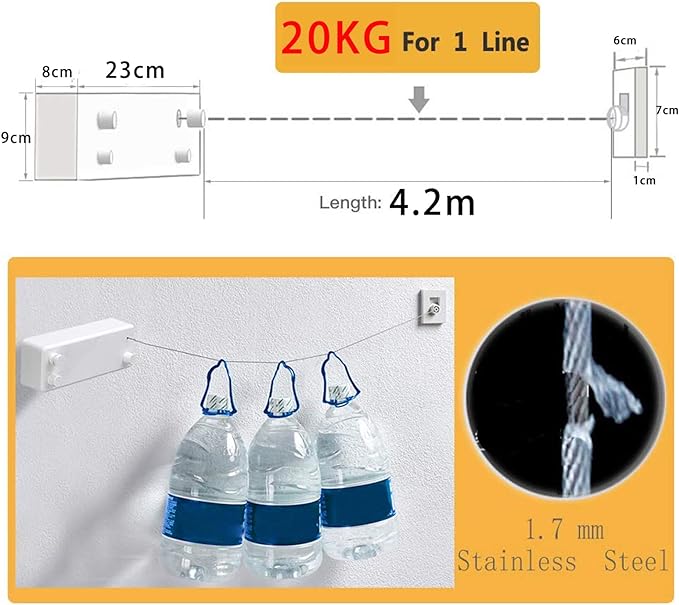 Retractable Clothesline |Indoor Outdoor Clothes Line | Heavy Duty Clothes - Image 2