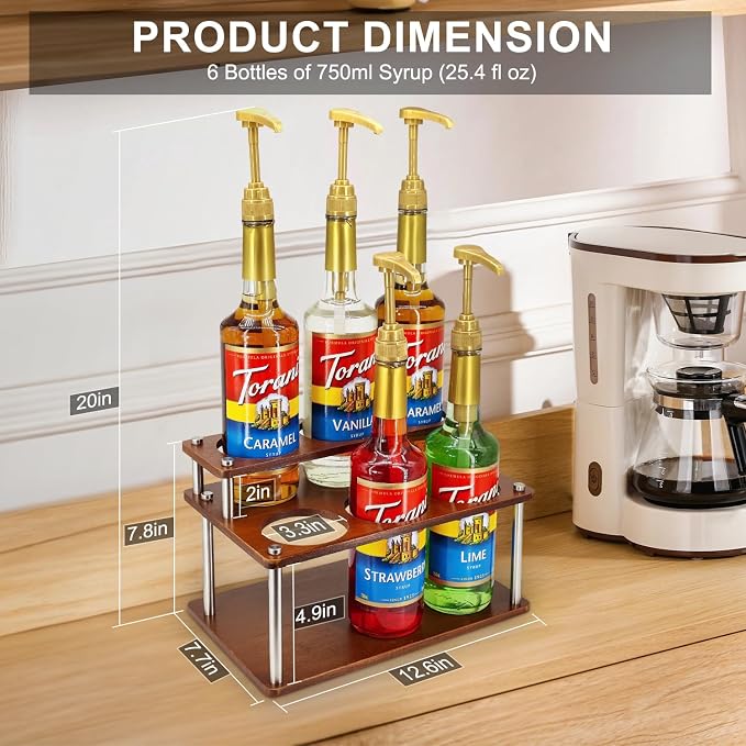 Coffee Syrup Organizer Rack, 2-Tier Coffee Syrup Stand Holder - Image 2