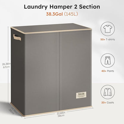 SOLEDI Large Double Laundry Hamper - Image 7