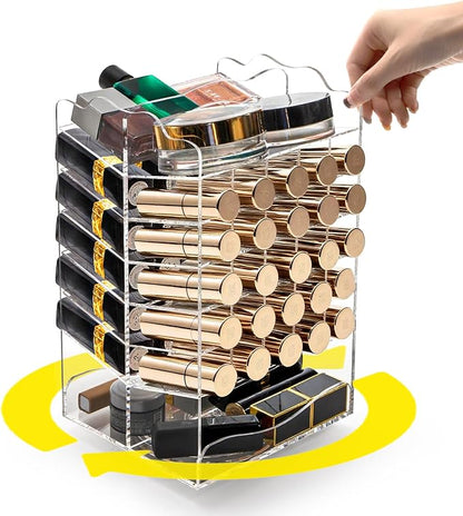 Tlence 360 Rotating Lipstick Organizer Tower, 7-Tier Clear Acrylic Lip Gloss - Image 8