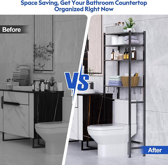samstar 4 Tier Over The Toilet Storage Rack, Bathroom Organizer Shelves Cabinet - Image 5