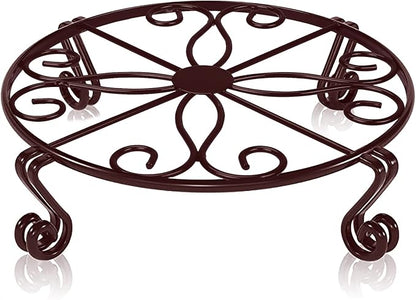 Brown Plant Stand for Flower Pot Heavy Duty Potted Holder Indoor Outdoor Metal by Autopromake