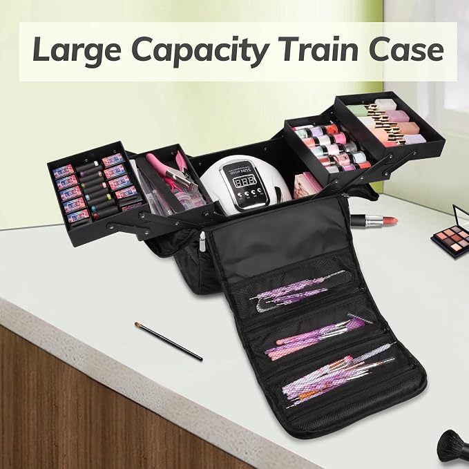 Deciniee Travel Makeup Bag, 4 Trays Large Cosmetic Bag - Image 6