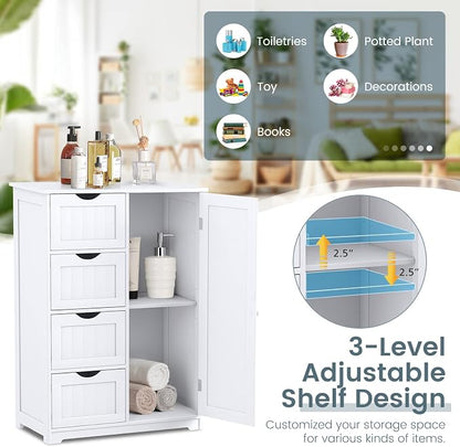 COSTWAY Bathroom Storage Cabinet, Wooden Storage Cupboard Organizer - Image 5