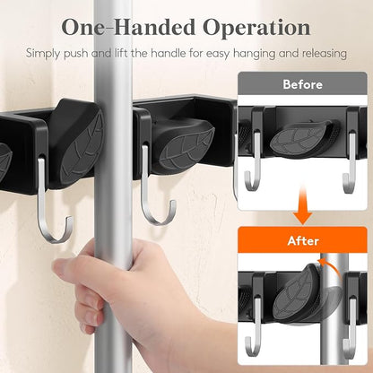 Lifewit Broom and Mop Holder Wall Mount, Non-Slip Cleaning Tool Hanger Organizer - Image 3