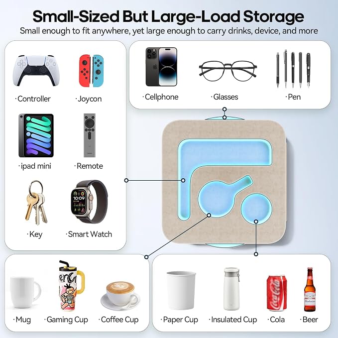 Couch Cup Holder Pillow, Sofa and Bed Organizer Caddy - Image 2
