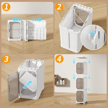 4 Tier Slim Bathroom Storage Cabinet, Foldable and Movable, ABS and PET - Image 6