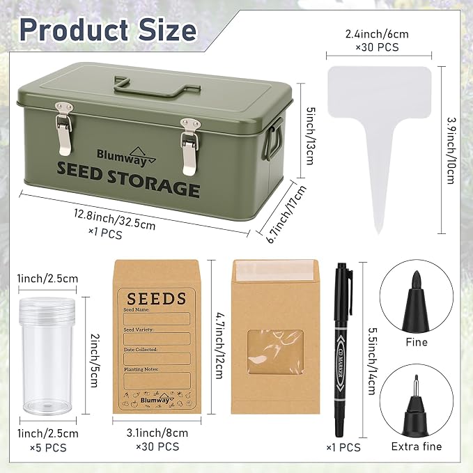 BlumWay Seed Storage Organizer, Metal Seed Saving Box - Image 7