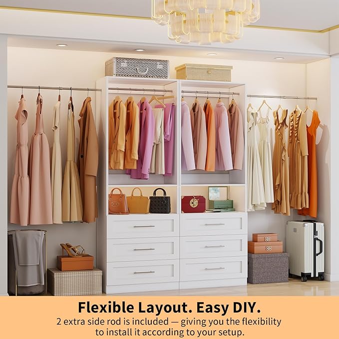 Closet System with 2 Sets, 4FT-10FT Customizable Closet Organizer System with 6 - Image 6