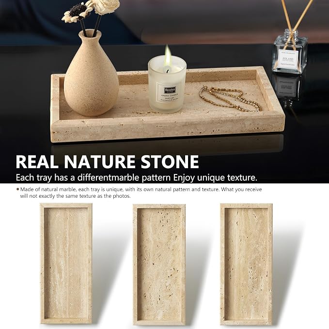 Real Natural Small Marble Tray for Bathroom, Kitchen and Desktop, Rectangle - Image 4