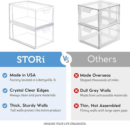 STORi Audrey Stackable Clear Bin Plastic Organizer Drawers | 2 Piece Set | - Image 5