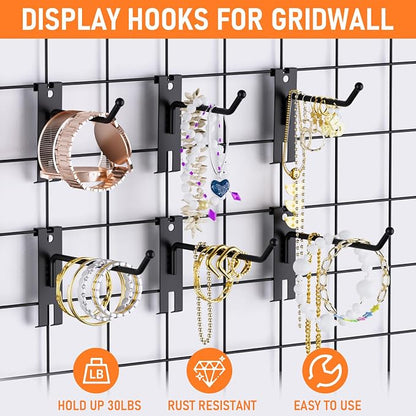 INCLY 2/4/6 Inch Gridwall Hooks, 60 Pack Heavy Duty Black Display Hooks - Image 6