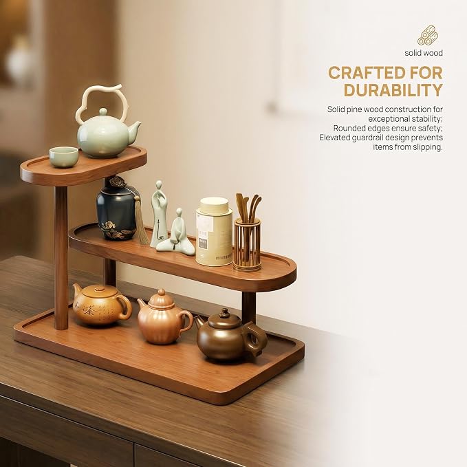 GDQ Wooden Display Organizer Stand, Perfume Organizer, Tea Set, Open Design - Image 5