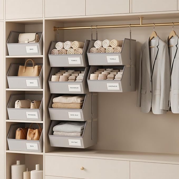 4-Tier Hanging Closet Organizer, Detachable Hanging Storage Shelves - Image 6