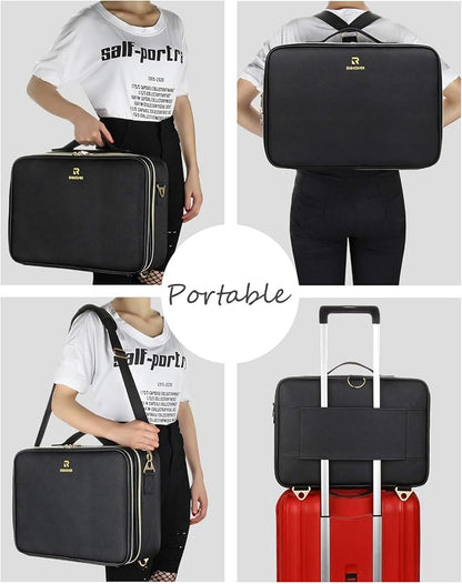 Relavel Makeup Case Large Makeup Bag Professional Train Case 16.5 inches Travel - Image 7