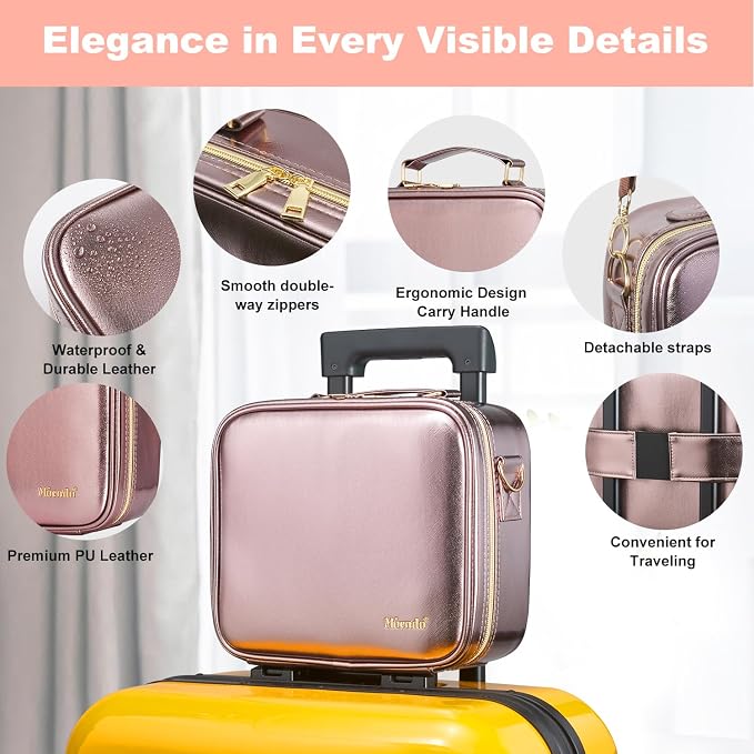 Mocado Travel Makeup Bag with LED Lighted Mirror, Travel Makeup Organizer - Image 2