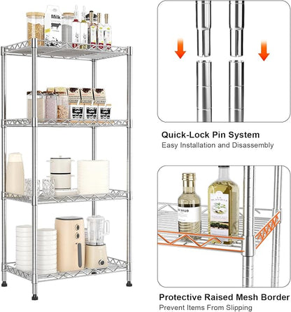 4-Tier Wire Shelf Metal Rack, Narrow Wire Shelving Unit, Small Wire Shelf | - Image 8