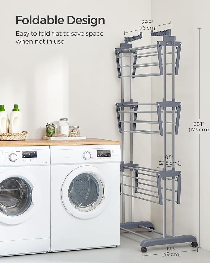 SONGMICS Clothes Drying Rack Stand 4-Tier, Foldable Laundry Drying Rack - Image 7