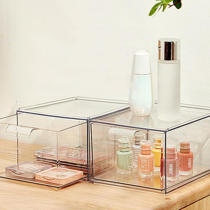 Clear Stackable Storage Drawers, 2 Pack Acrylic Drawers Desk Organizers Makeup - Image 8