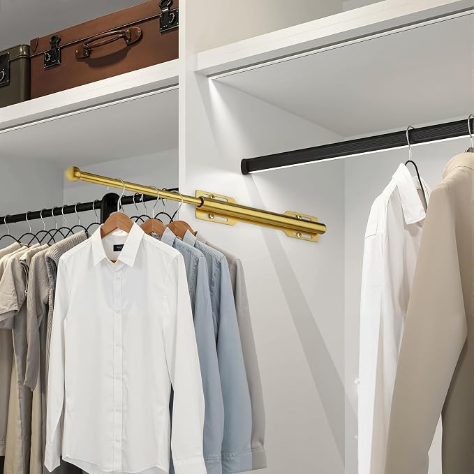 Pull-out Valet Rod for Closet 2 Pack, Brushed Gold - Image 4