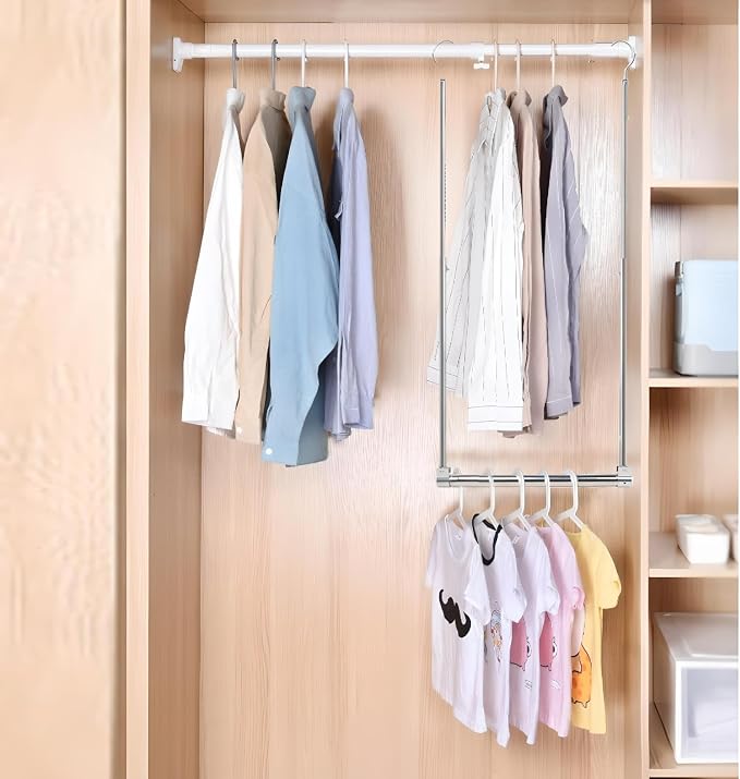 Adjustable Hanging Closet Rod, Extender Hanging Rod, Closet Hanging Organizer - Image 3