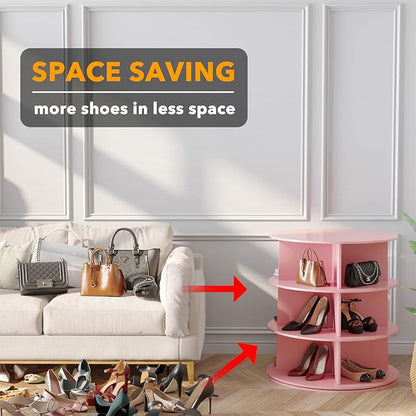 SpaceAid 3 Tier Rotating Shoe Rack Tower, Spinning Shoe Display Lazy Susan - Image 3