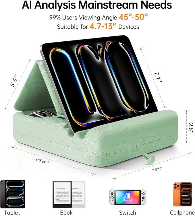 Tablet Pillow Stand with Storage, Foldable iPad Holder - Image 3