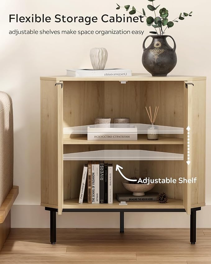 Fluted Corner Cabinet, Modern Small Corner Floor Cabinet - Image 3